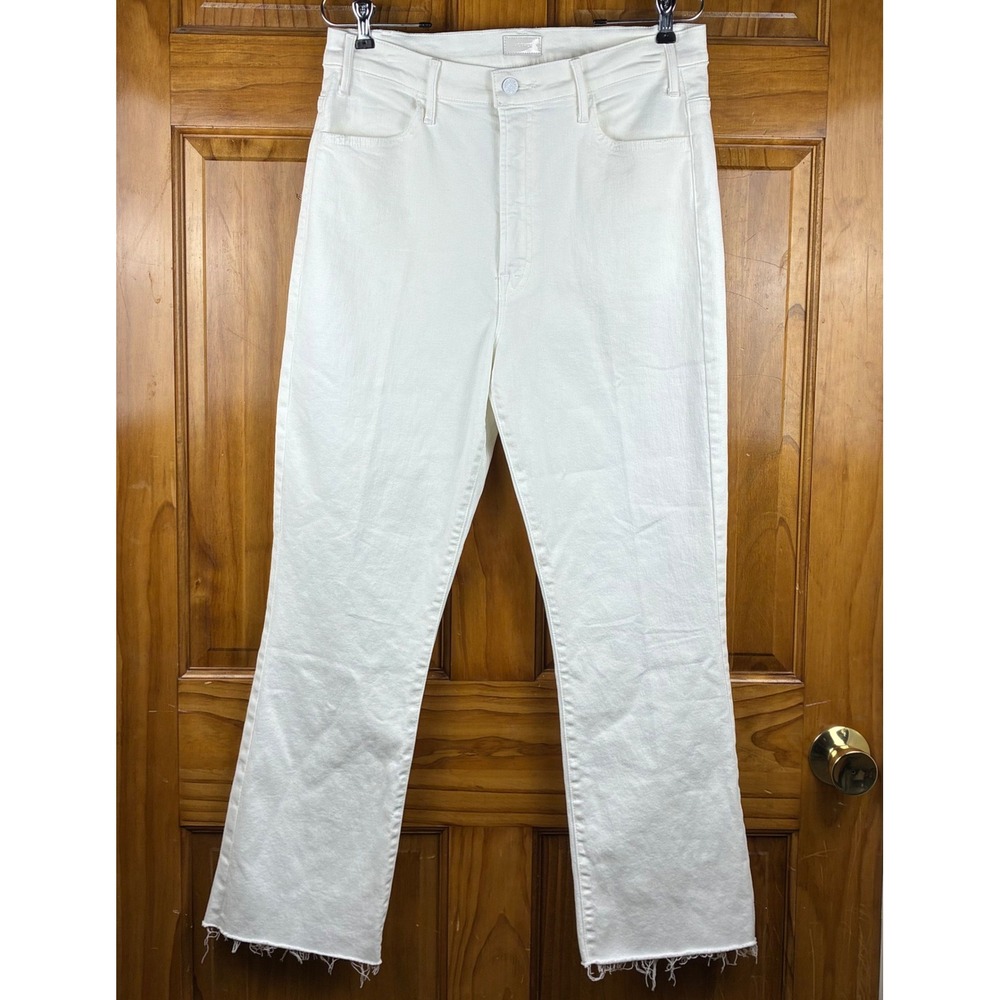 Mother The Hustler Ankle Fray Jeans Fairest Of Them All White Size 33 NEW
